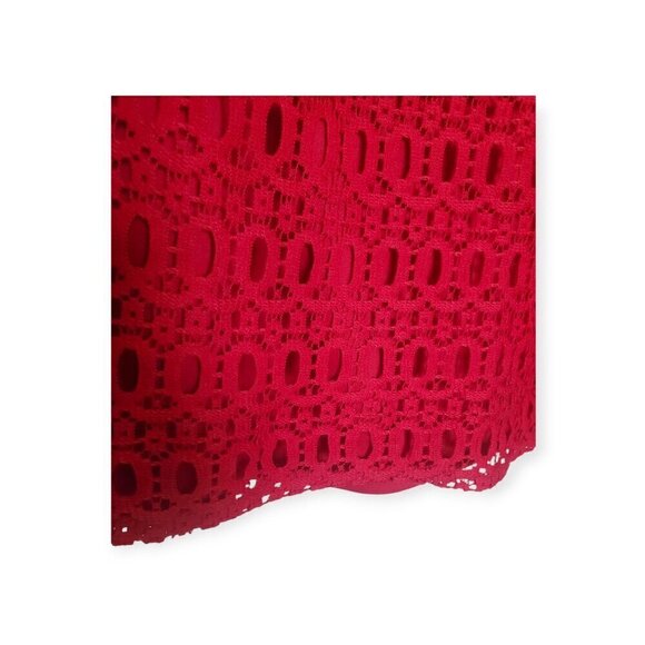 Karin Stevens Red Lace Crochet Dress Size 14 - Picture 12 of 15